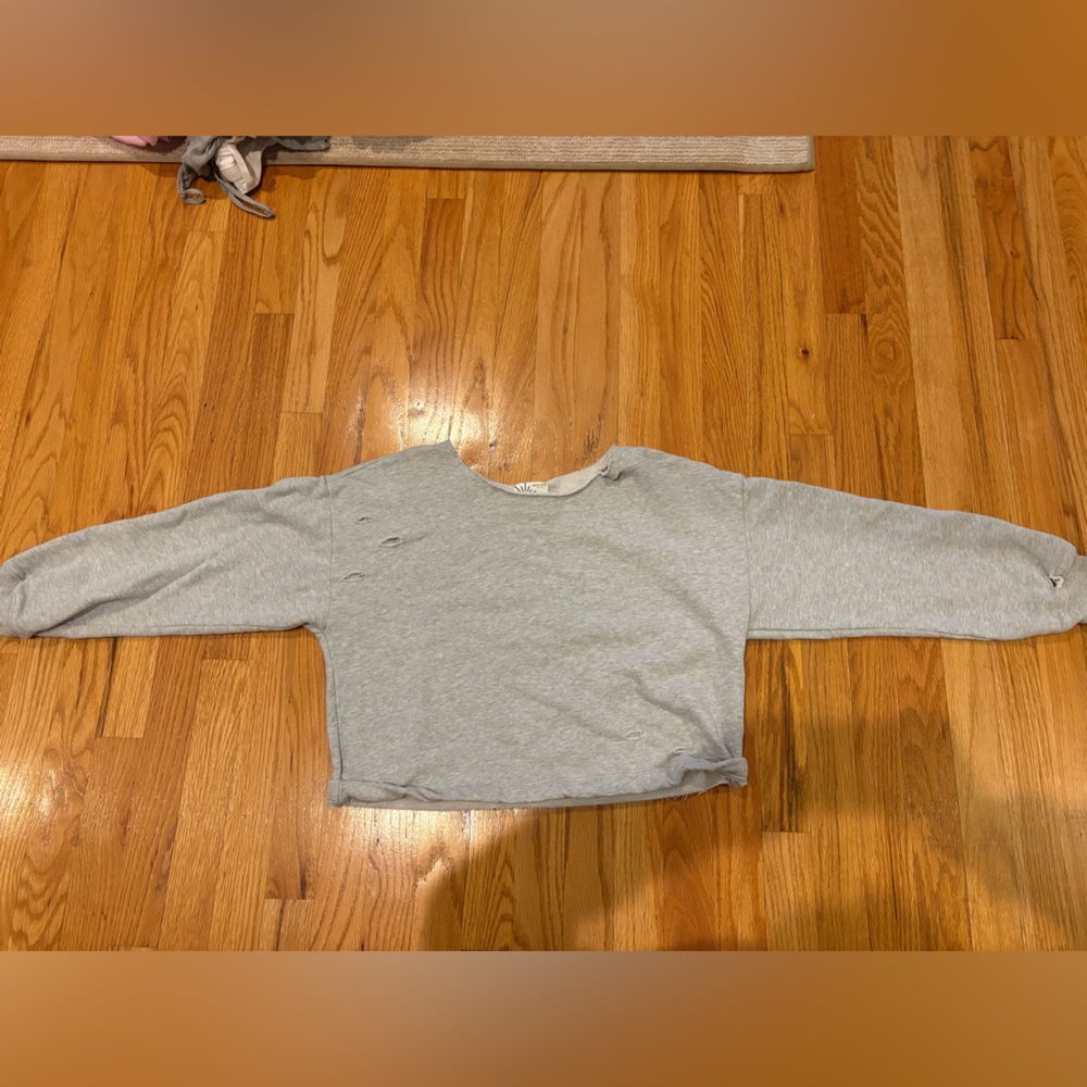 Aerie Gray Cropped Sweatshirt